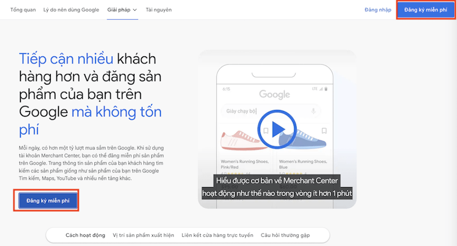 Bước 1 tạo tài khoản Google Marchant Center