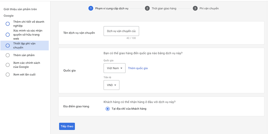 Bước 3 Thiết lập Google Merchant Center
