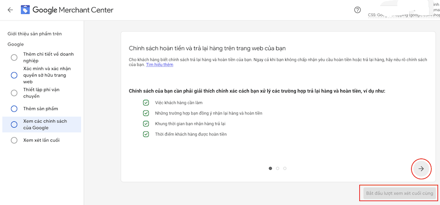 Bước 5 Thiết lập Google Merchant Center