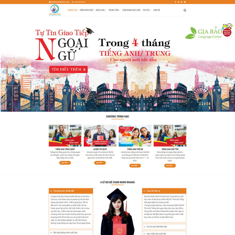 Theme wordpress trung tâm tiếng anh đẹp