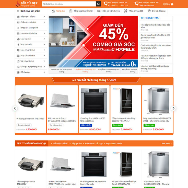 Theme wordpress bán bếp từ