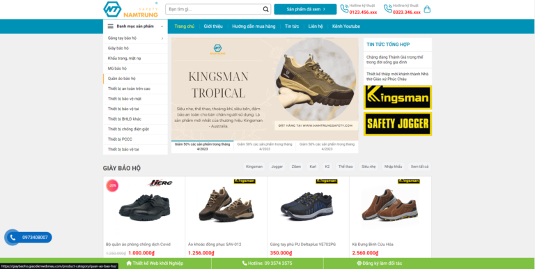 Theme wordpress bán giày bảo hộ, giày thể thao