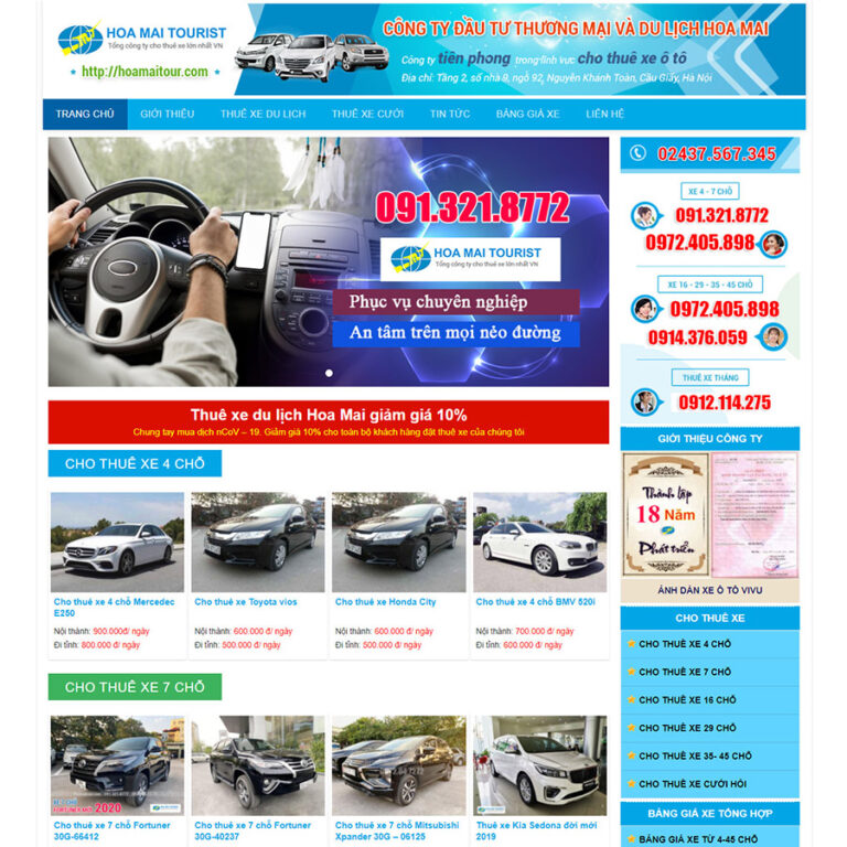 Theme wordpress dịch vụ thuê xe 02