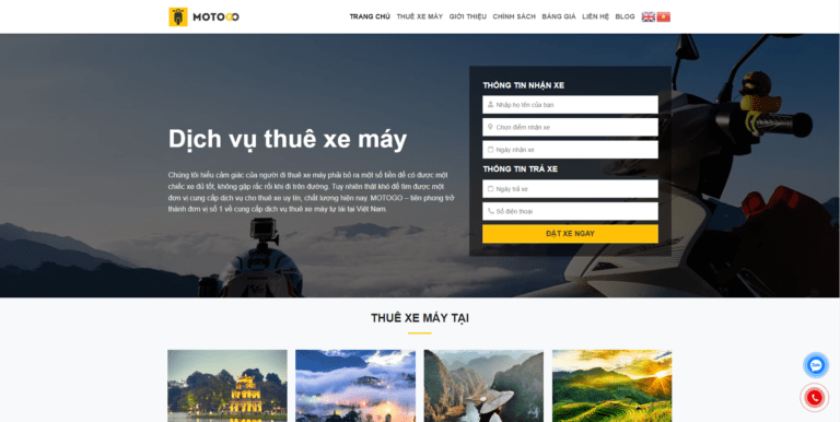 Theme wordpress cho thuê xe máy